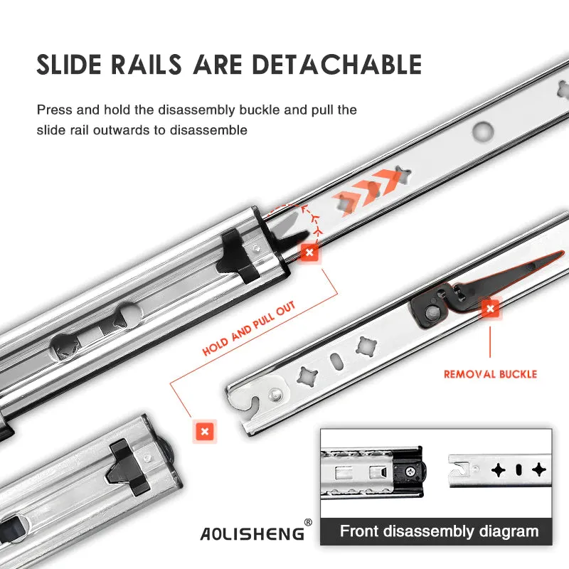 AOLISHENG 265lbs Heavy Duty Drawer Slides Soft Close Side Mount Slide Rails 1 Pair - K2053