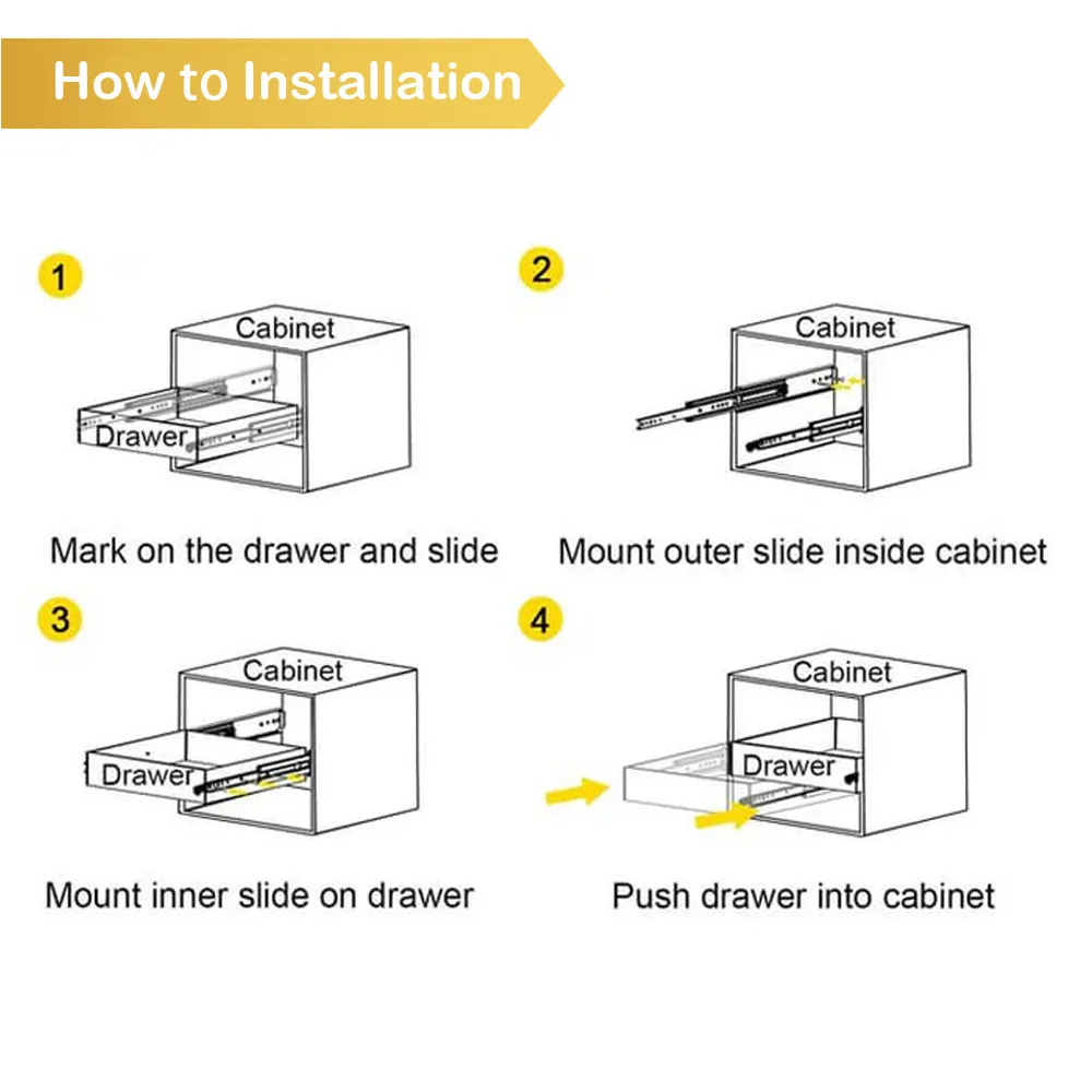 AOLISHENG 500lbs RV drawer slides heavy duty ball bearing slide rails with lock 1 Pair - D2576