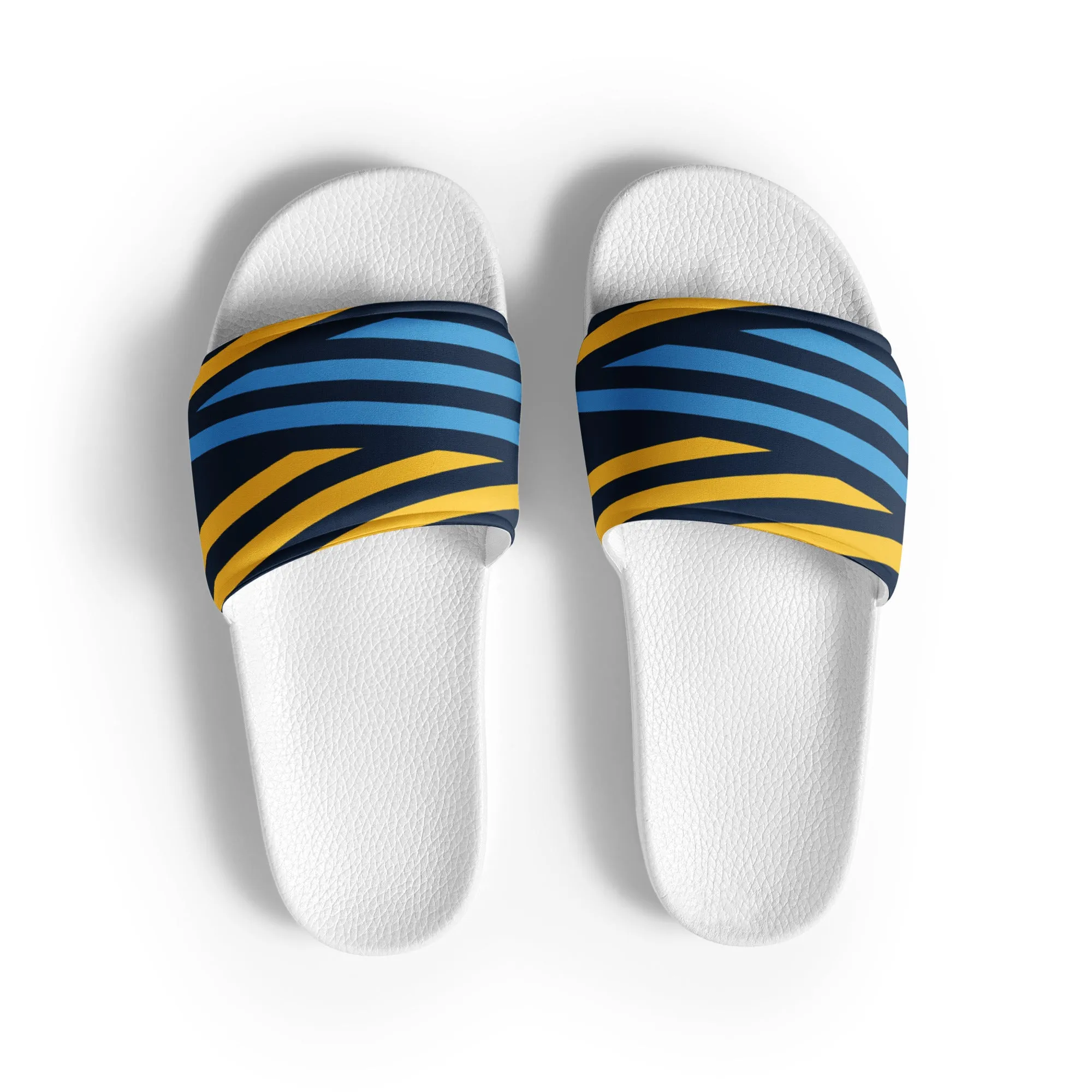 Blue and Yellow Stripes Women's slides