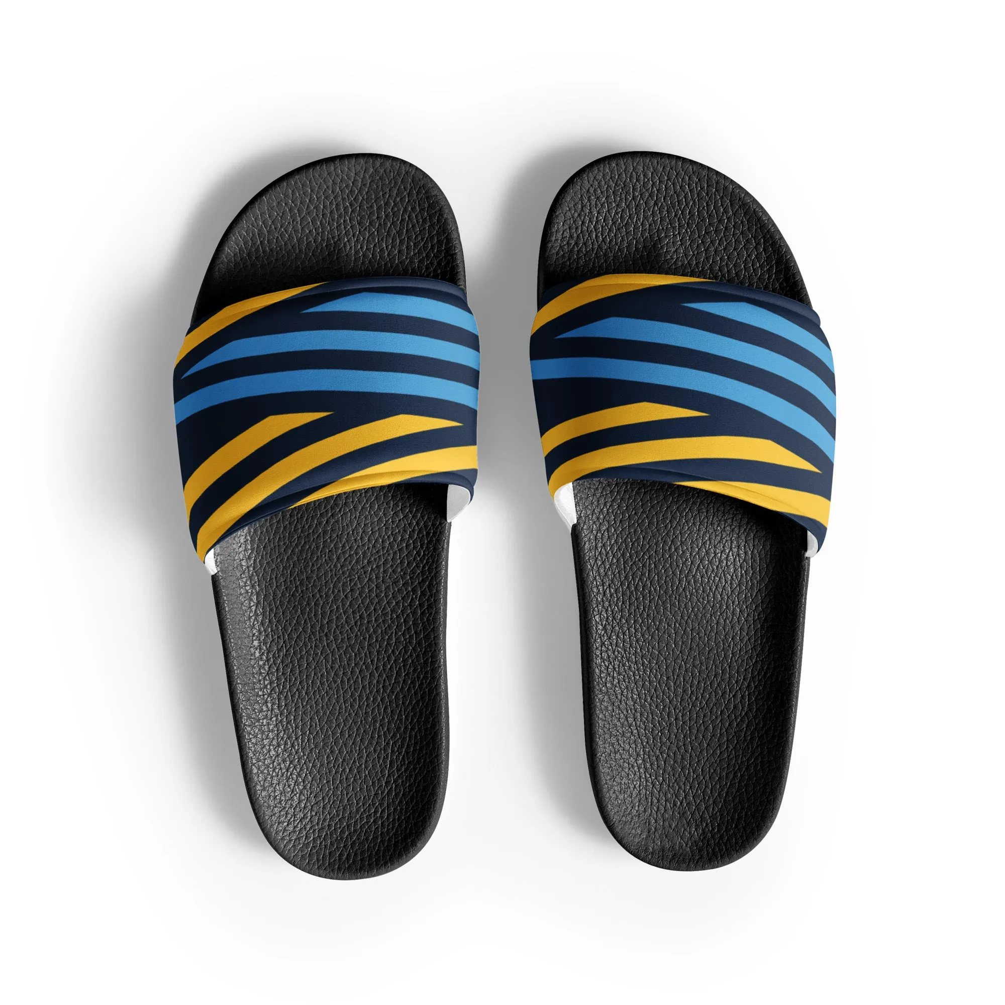 Blue and Yellow Stripes Women's slides