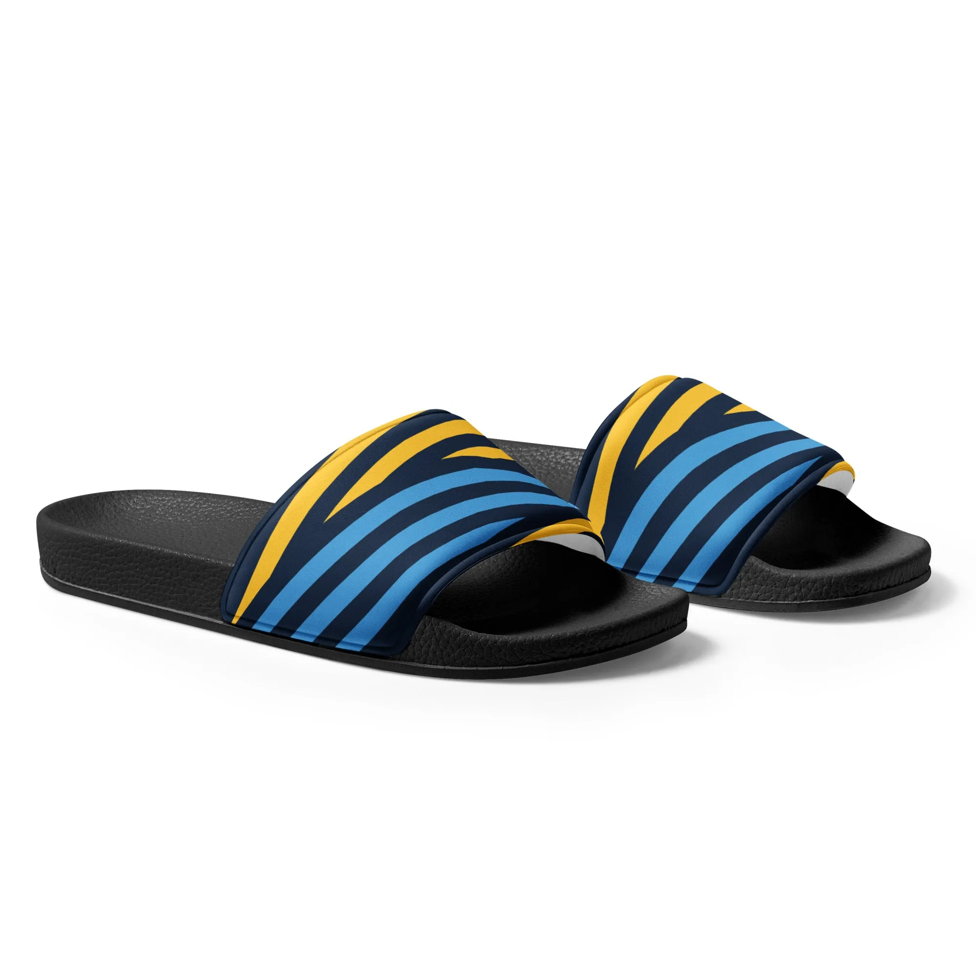 Blue and Yellow Stripes Women's slides