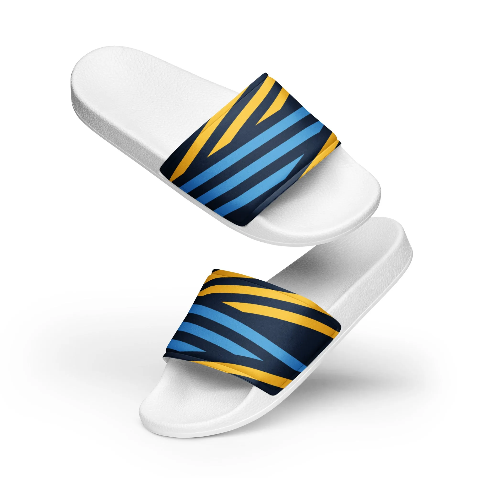 Blue and Yellow Stripes Women's slides