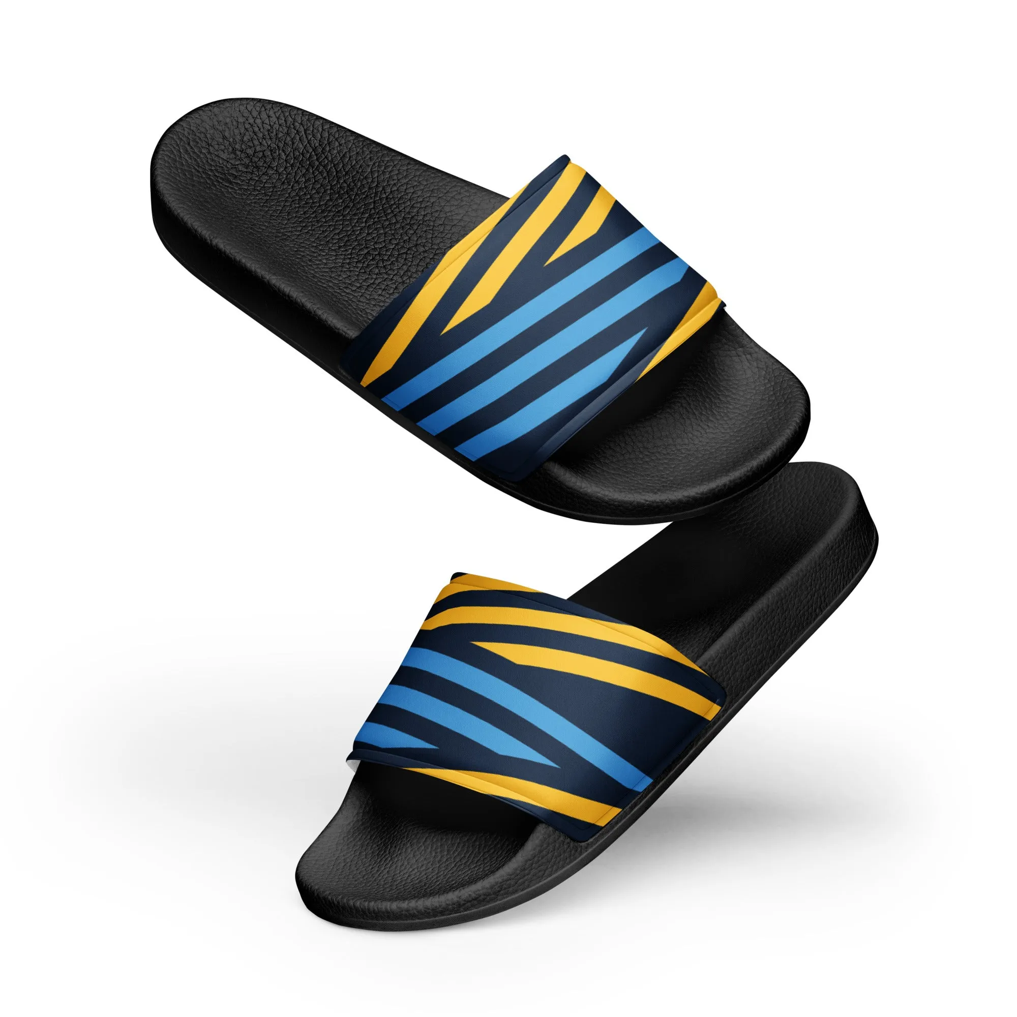 Blue and Yellow Stripes Women's slides