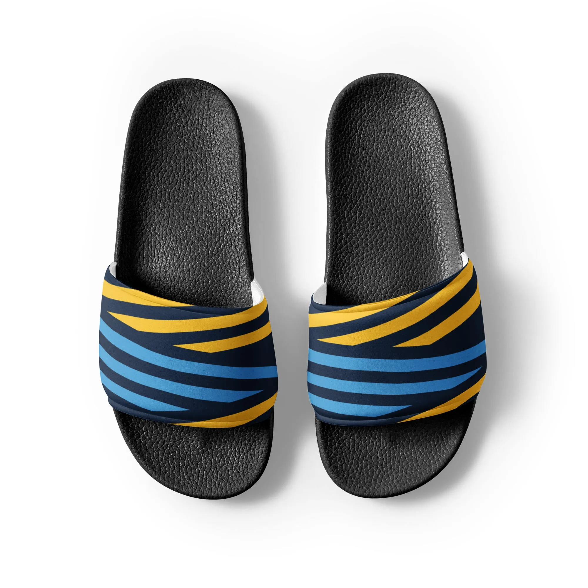 Blue and Yellow Stripes Women's slides