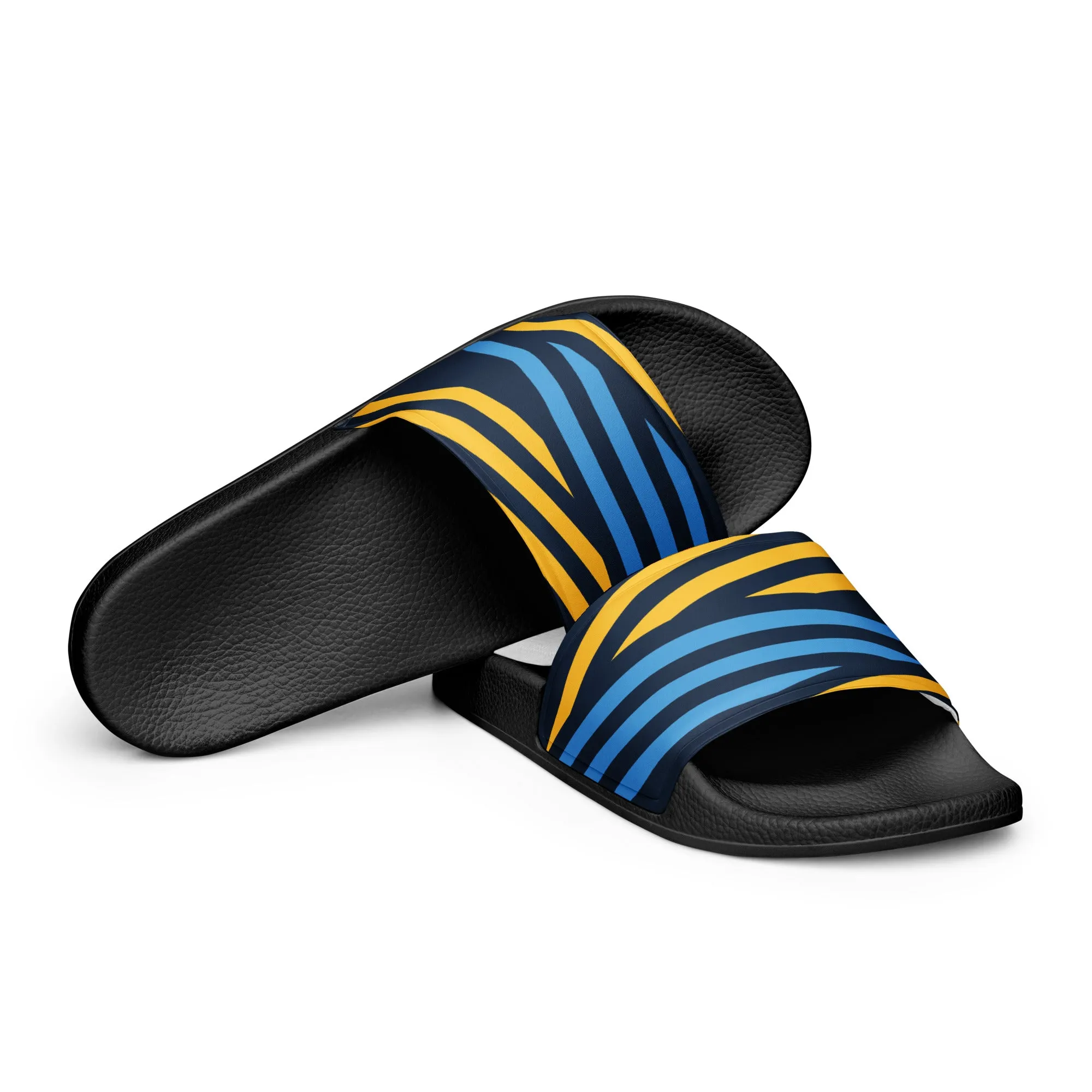 Blue and Yellow Stripes Women's slides