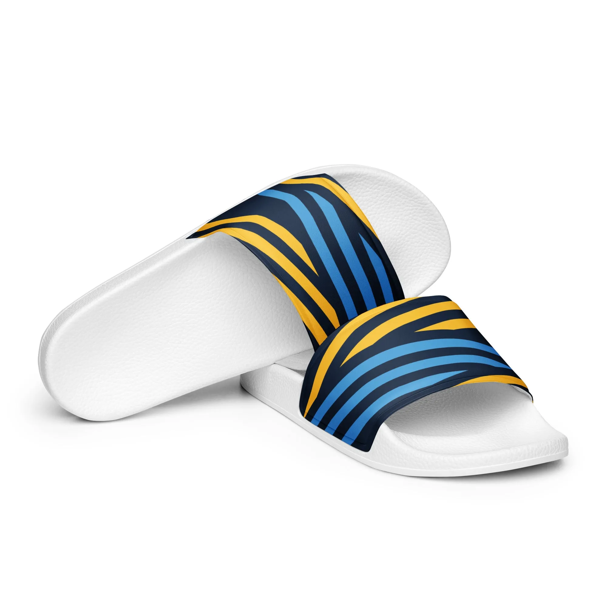 Blue and Yellow Stripes Women's slides