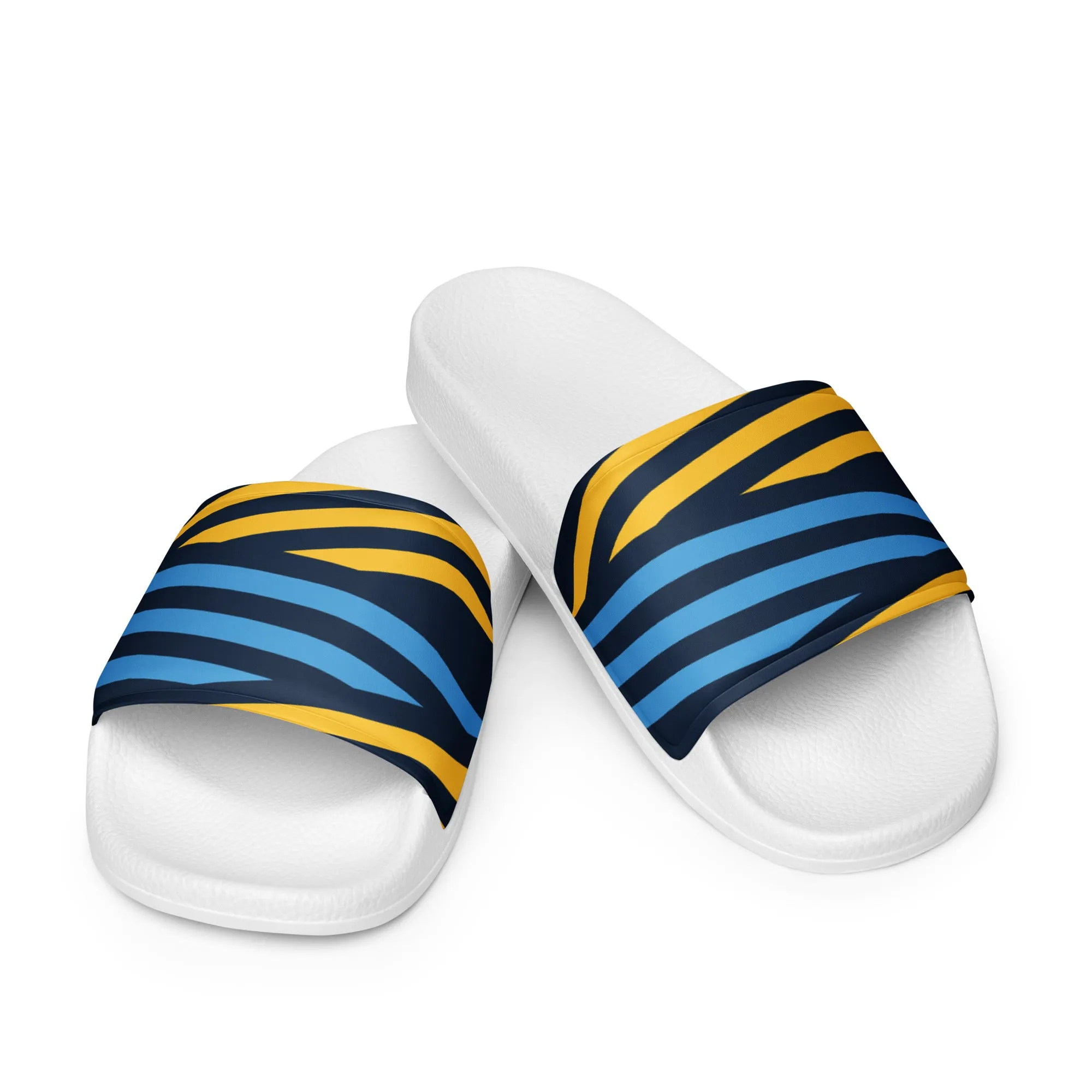 Blue and Yellow Stripes Women's slides