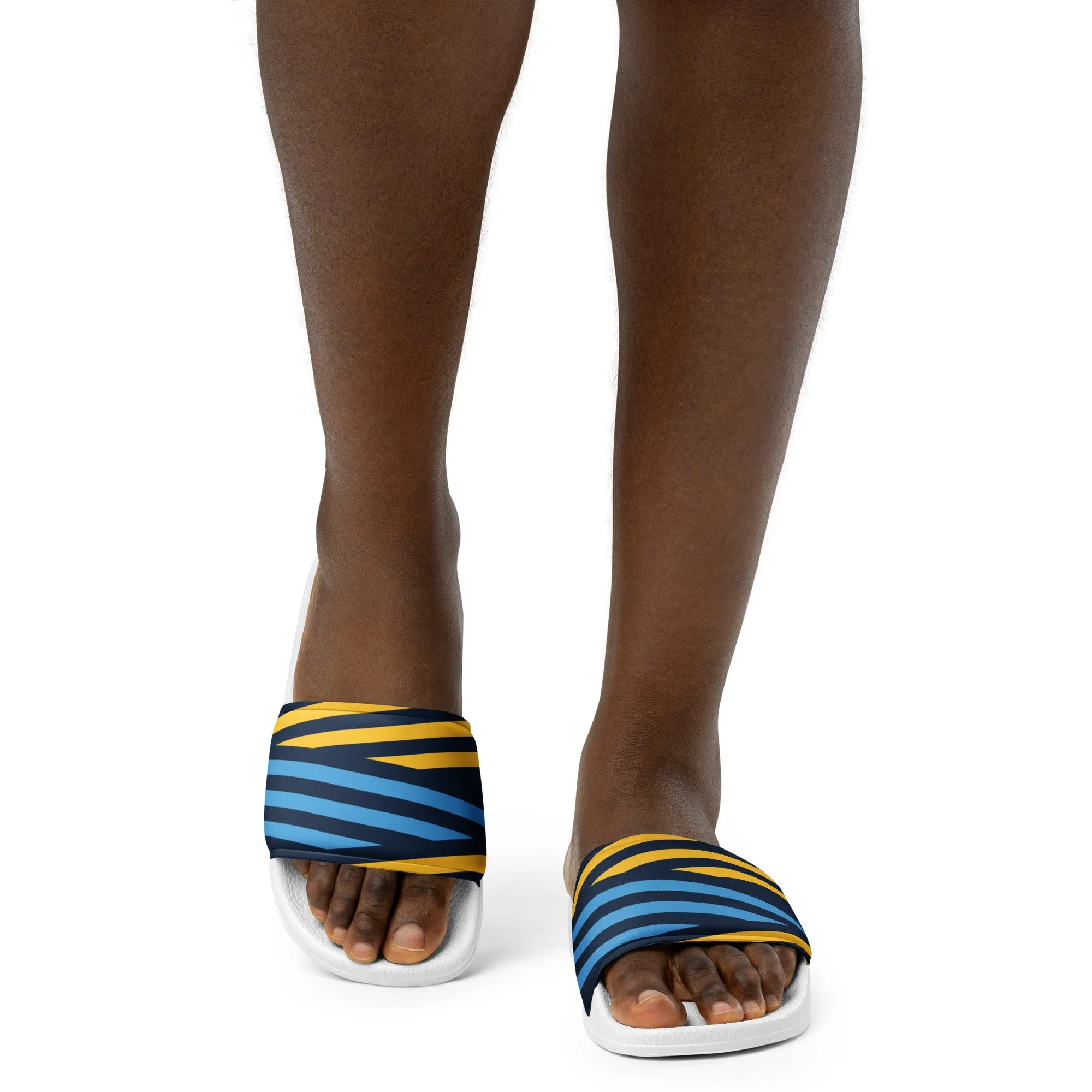 Blue and Yellow Stripes Women's slides