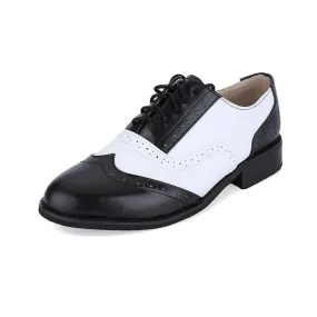 CASPER Men's Genuine Leather Black & White Designer Dress Shoes