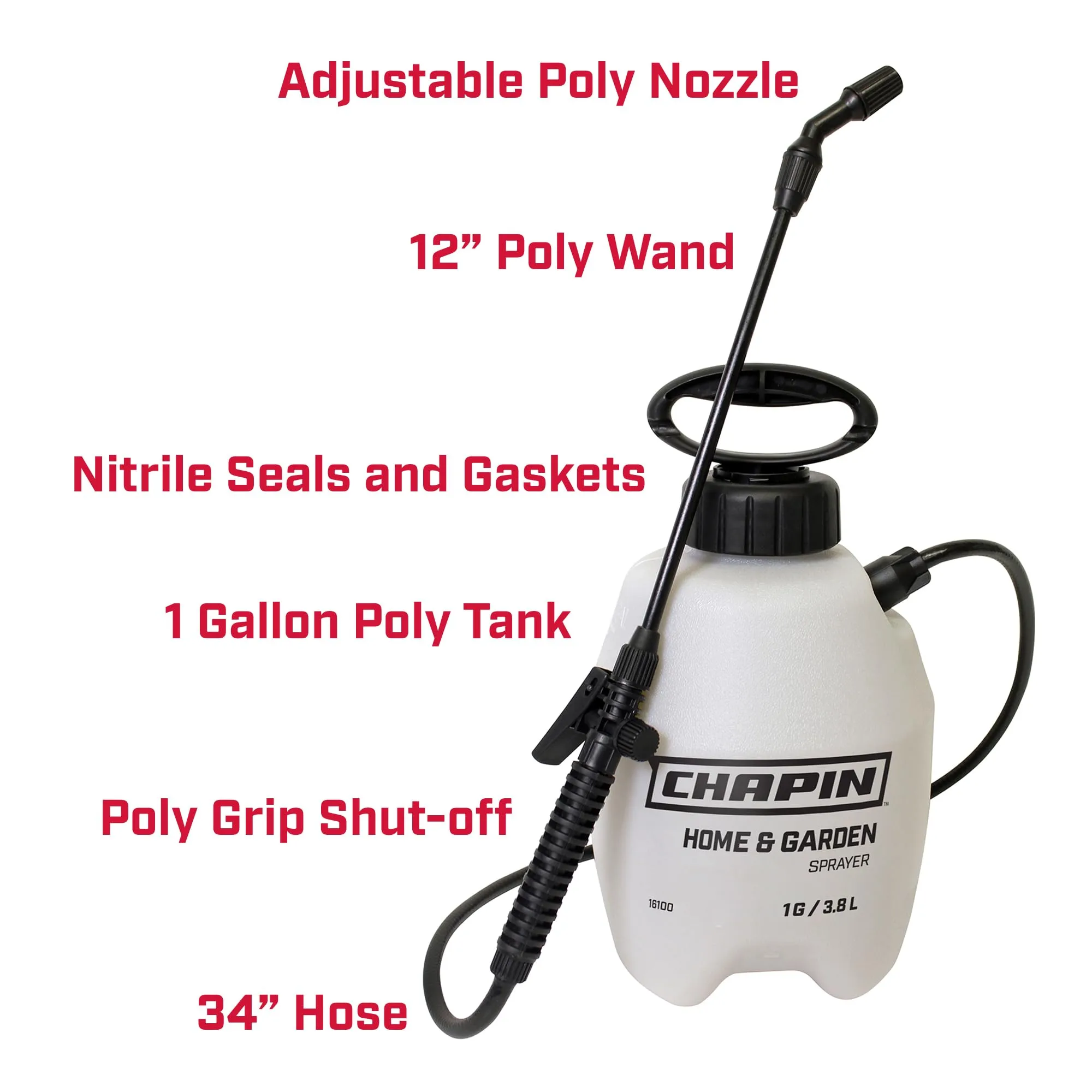 Chapin 16100 1 Gallon Garden Pump Sprayer with Adjustable Nozzle and Filter