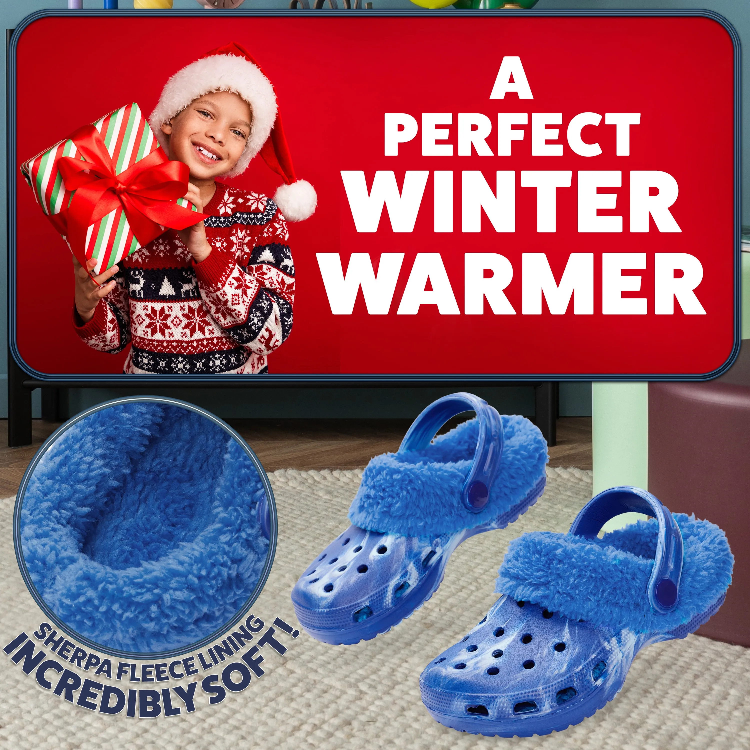 CityComfort Girls Winter Clogs Fleece Lining & Removable Charms, Kids Teens Garden Shoes Slip On with Strap