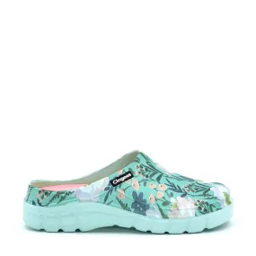 Clogees Womens Garden Clog Pastel Blue Floral Size 10