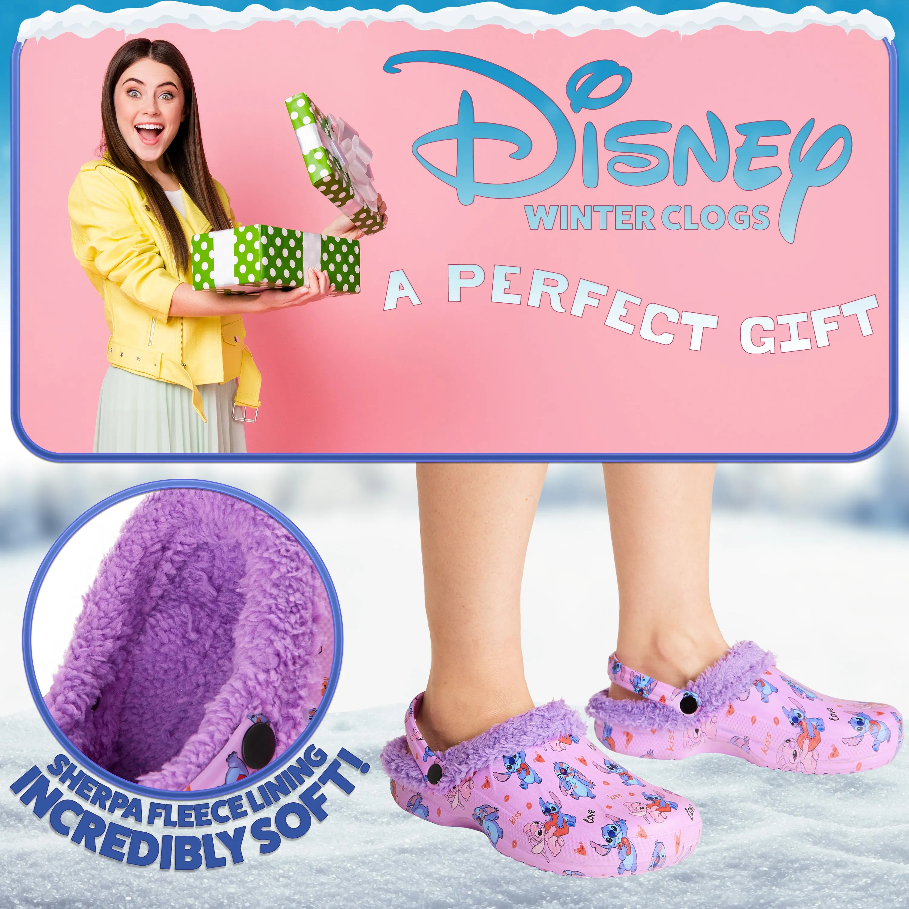 Disney Stitch Clogs for Women - Pink Stitch