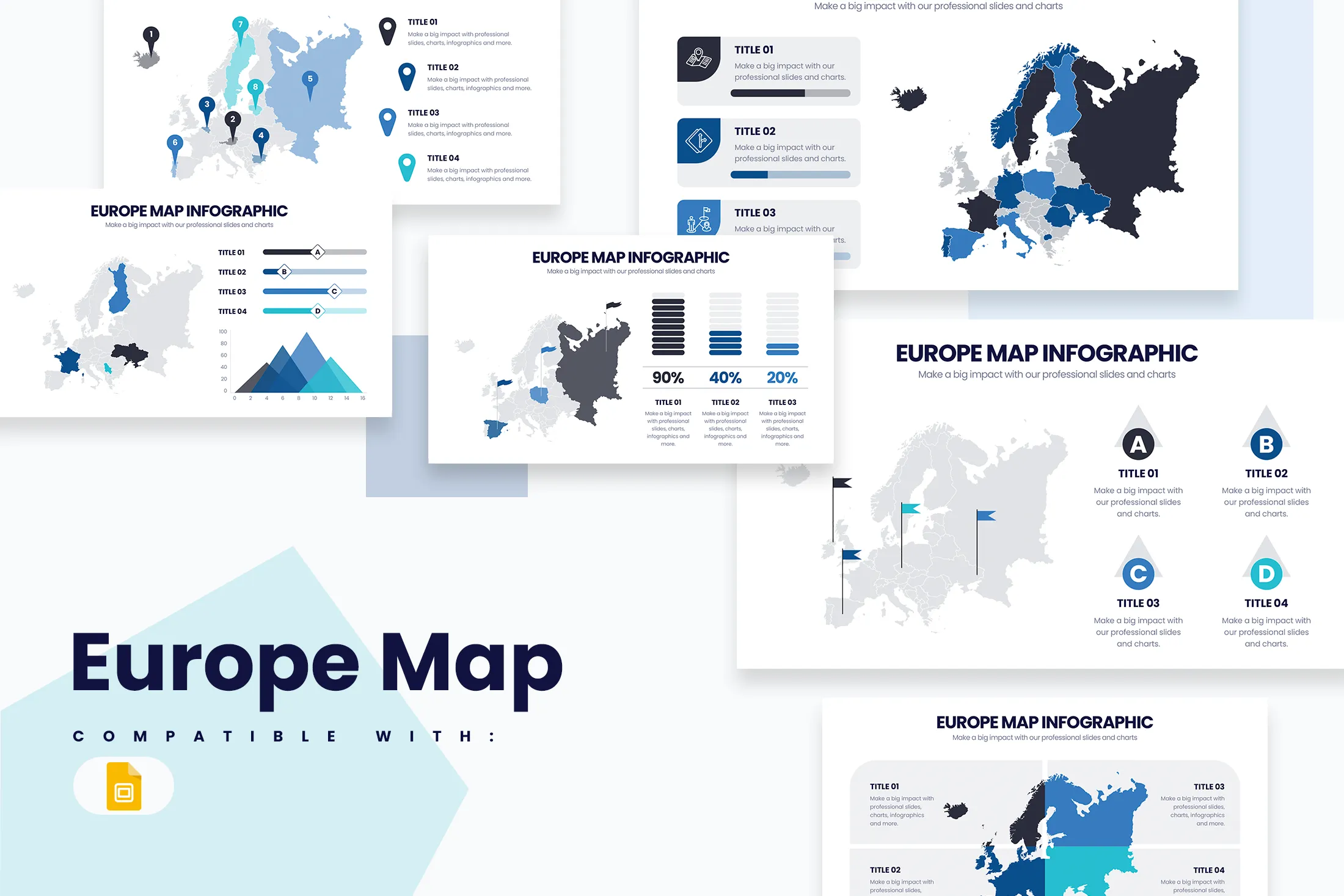 Europe Map Google Slides Infographic Template