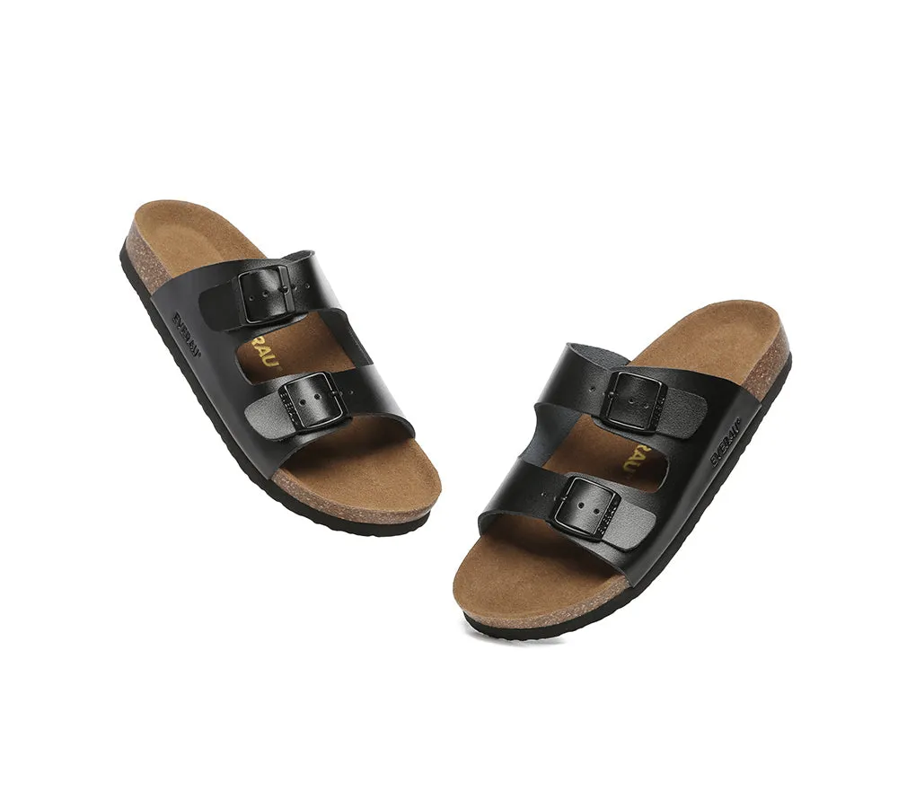 EVERAU® Men Adjustable Strap Embossed Summer Beach Large Size Mick Sandal Slides