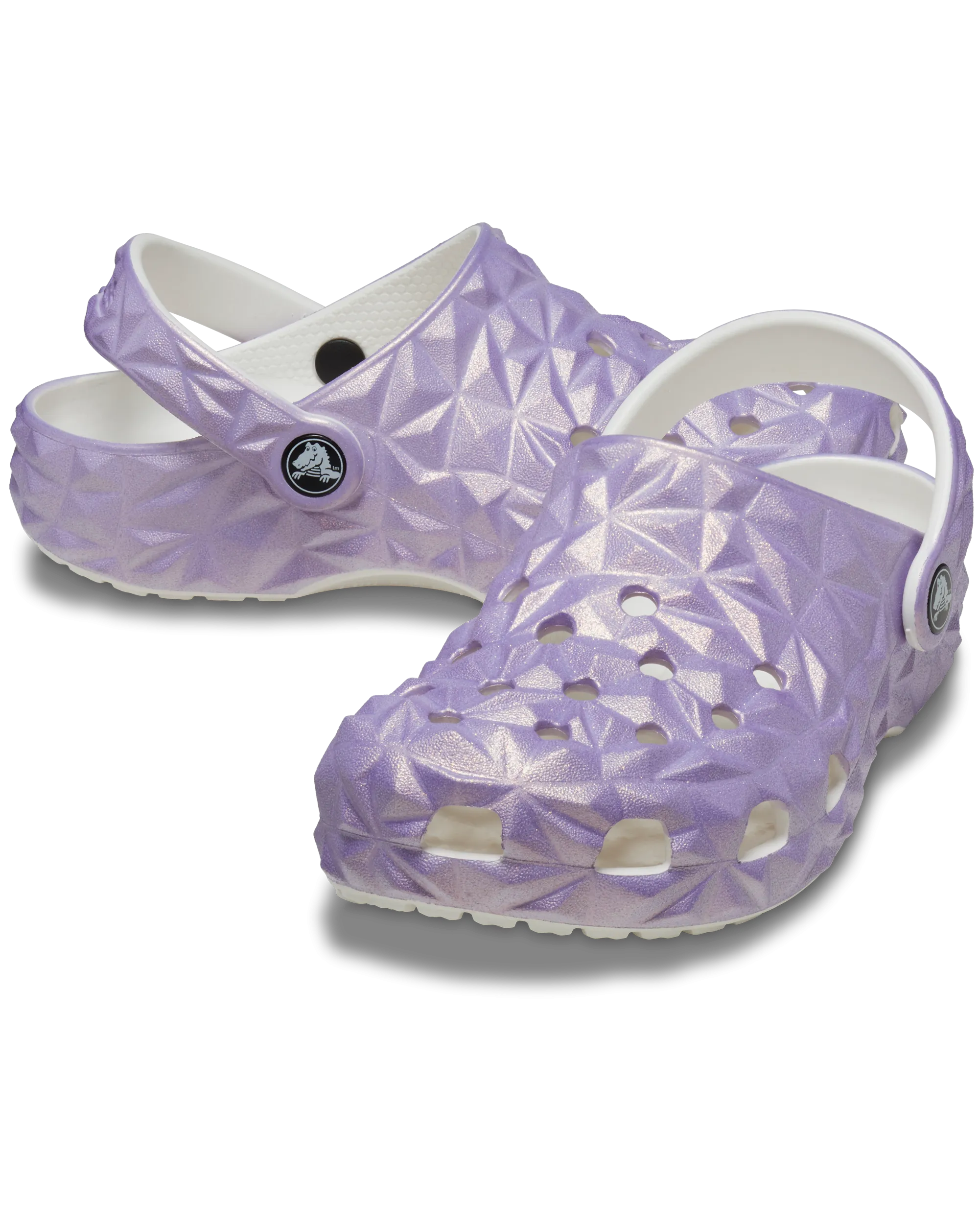 Girls Classic Iridescent Geometric Clog in White