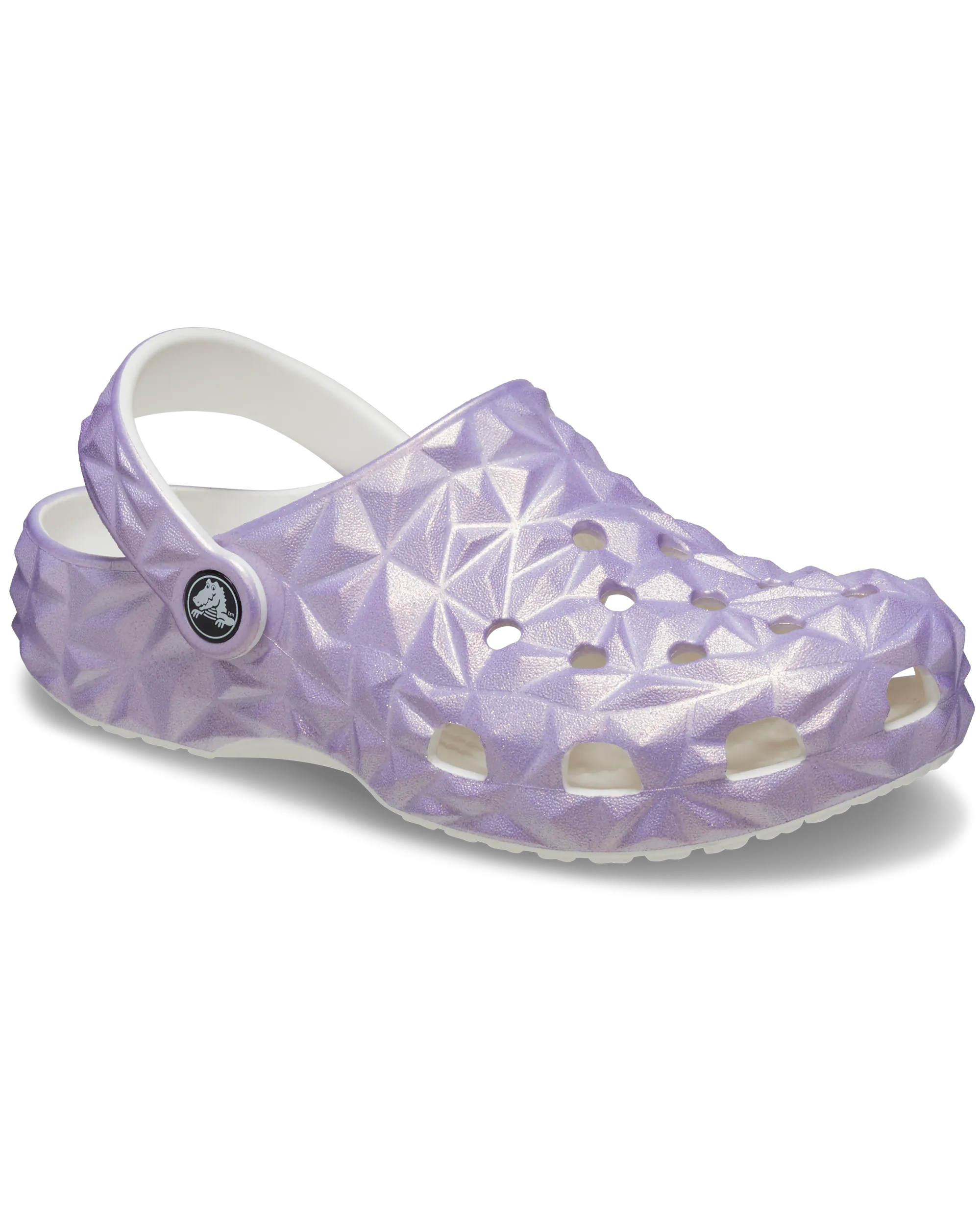 Girls Classic Iridescent Geometric Clog in White