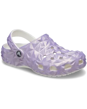 Girls Classic Iridescent Geometric Clog in White