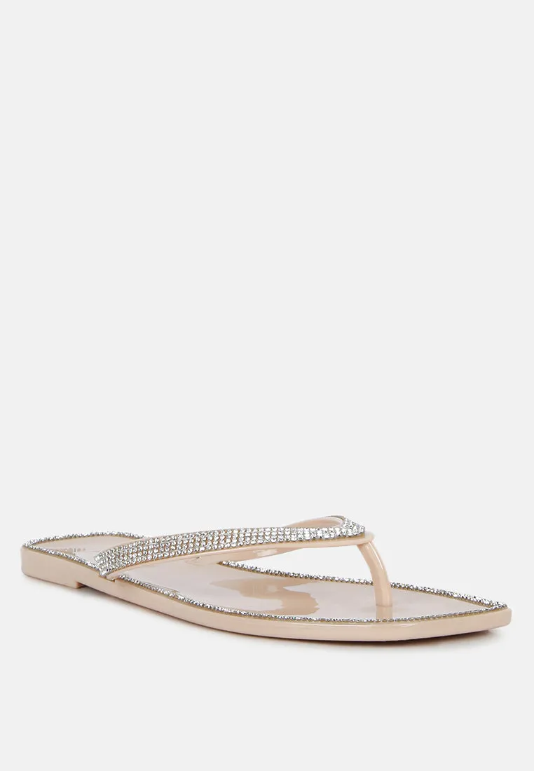 Golightly Diamante Stud Detail Thong Flats