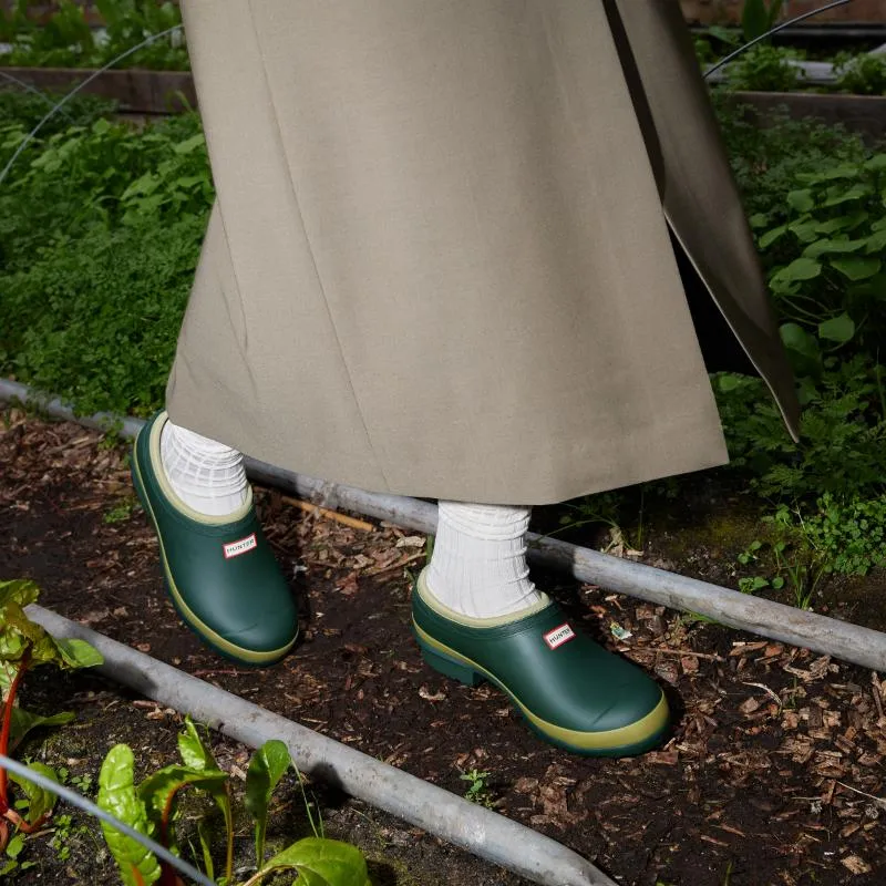 Hunter Ladies Gardener Neoprene Lined Clog - Dark Olive/Clay