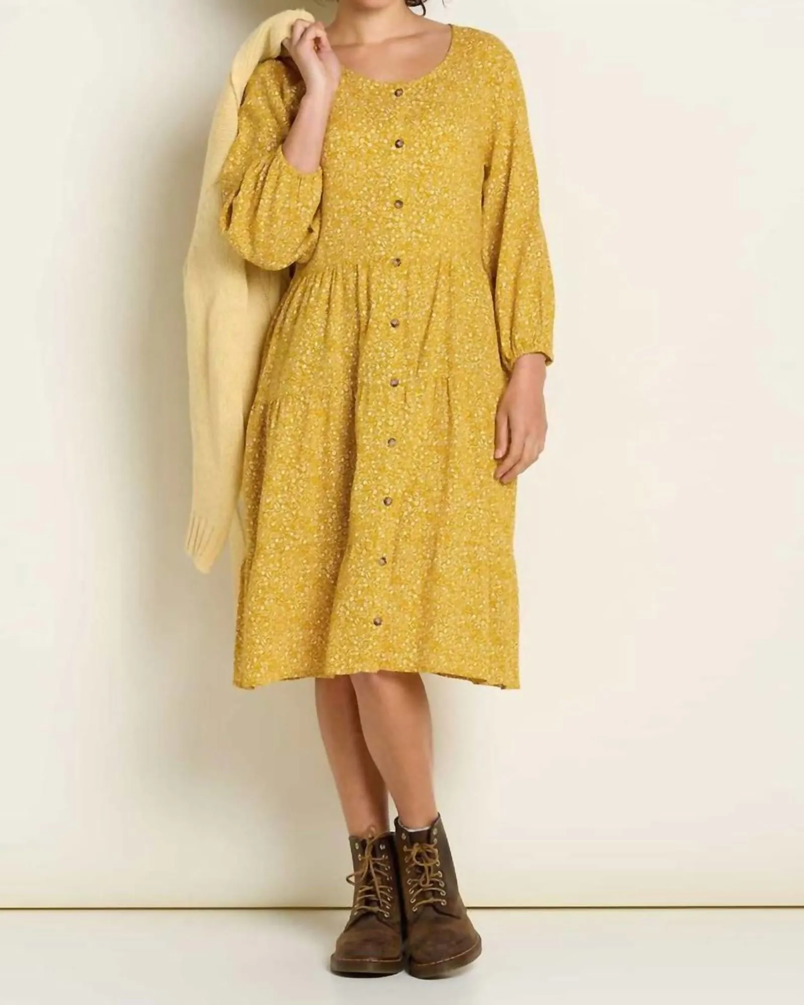 Manzana Tiered Long Sleeve Dress In Pike Ditsy Print | Pike Ditsy Print