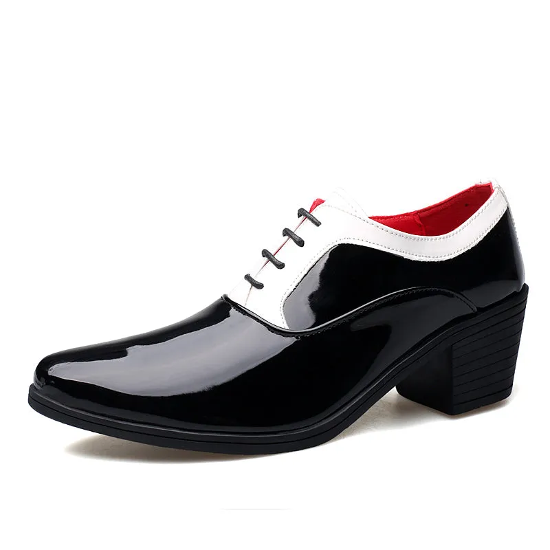 Men's Patent Leather Cuban Heel Oxfords Shoes