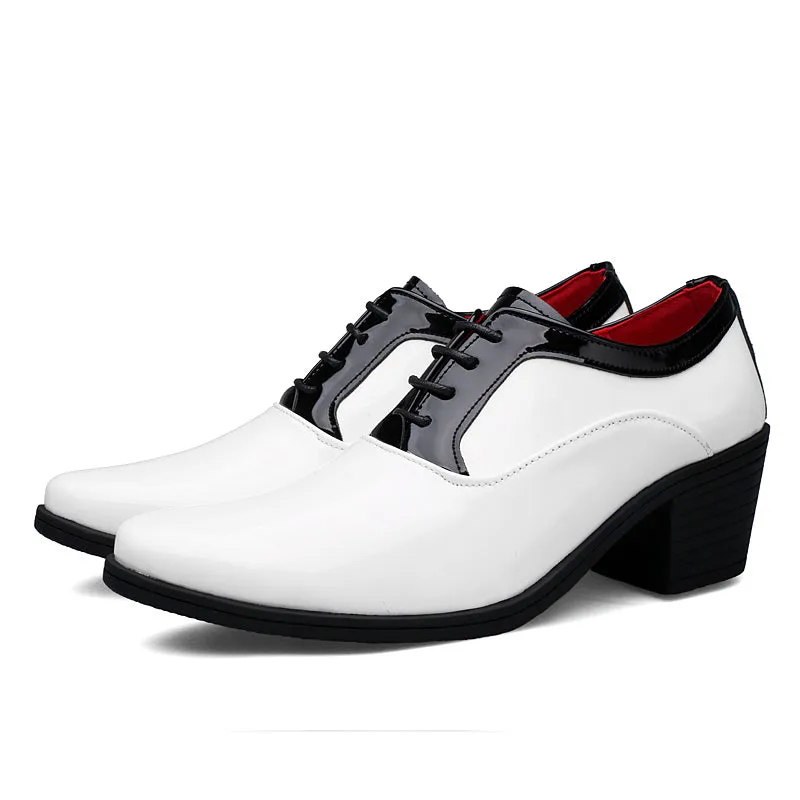 Men's Patent Leather Cuban Heel Oxfords Shoes