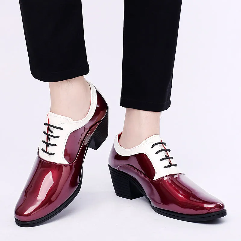 Men's Patent Leather Cuban Heel Oxfords Shoes