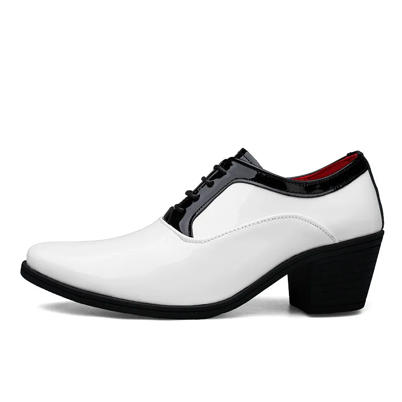 Men's Patent Leather Cuban Heel Oxfords Shoes