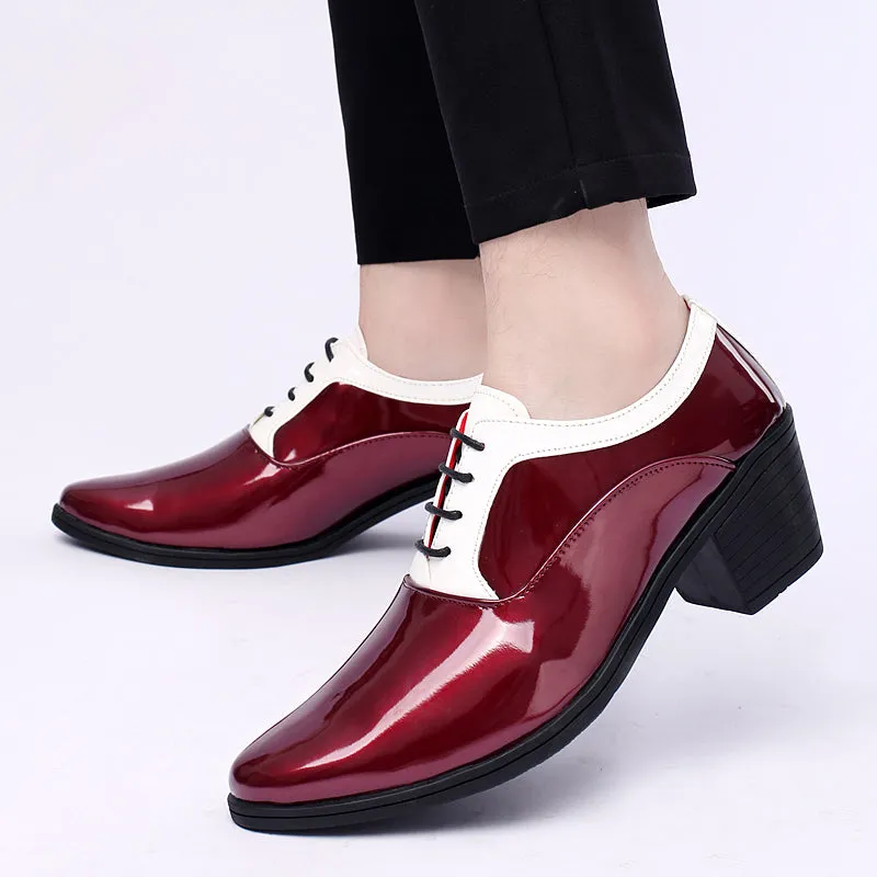 Men's Patent Leather Cuban Heel Oxfords Shoes