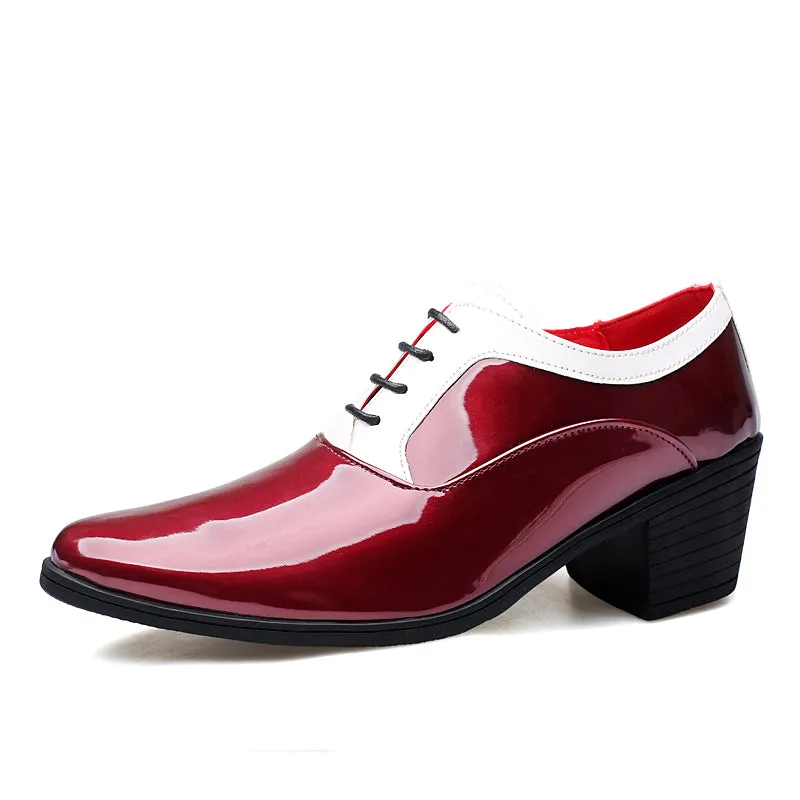 Men's Patent Leather Cuban Heel Oxfords Shoes