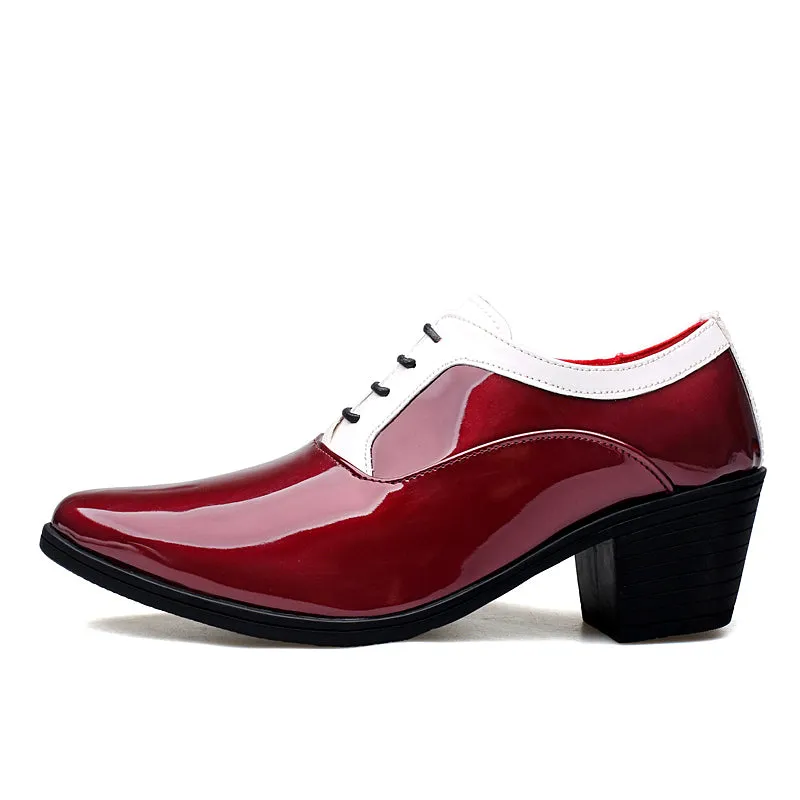 Men's Patent Leather Cuban Heel Oxfords Shoes