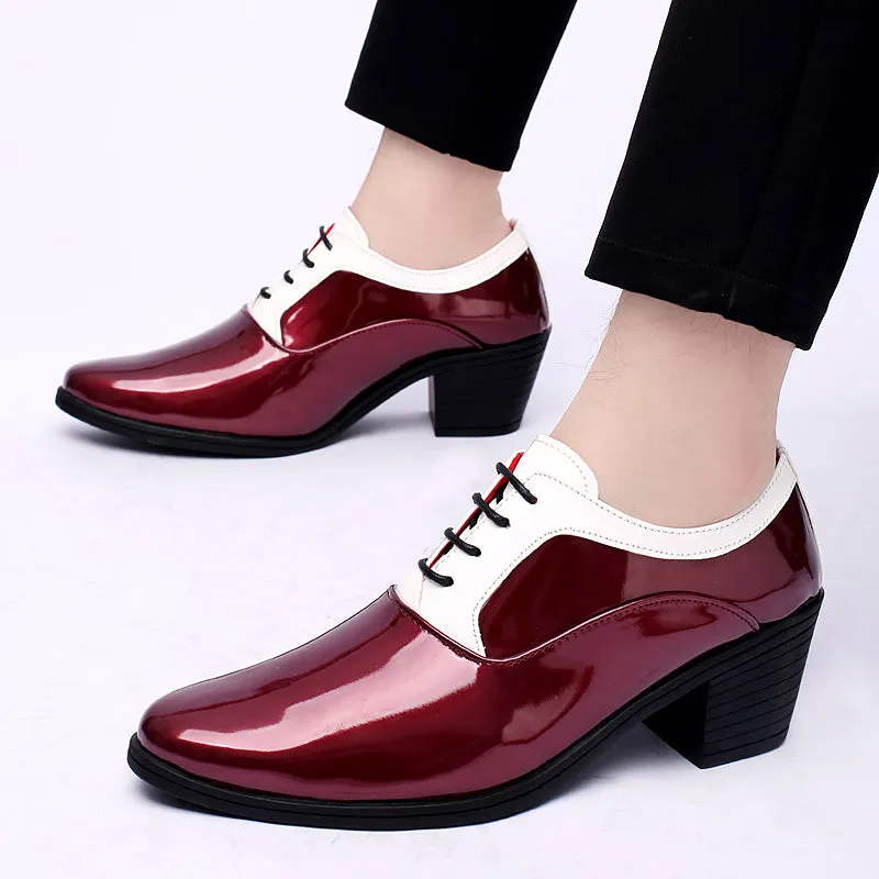 Men's Patent Leather Cuban Heel Oxfords Shoes