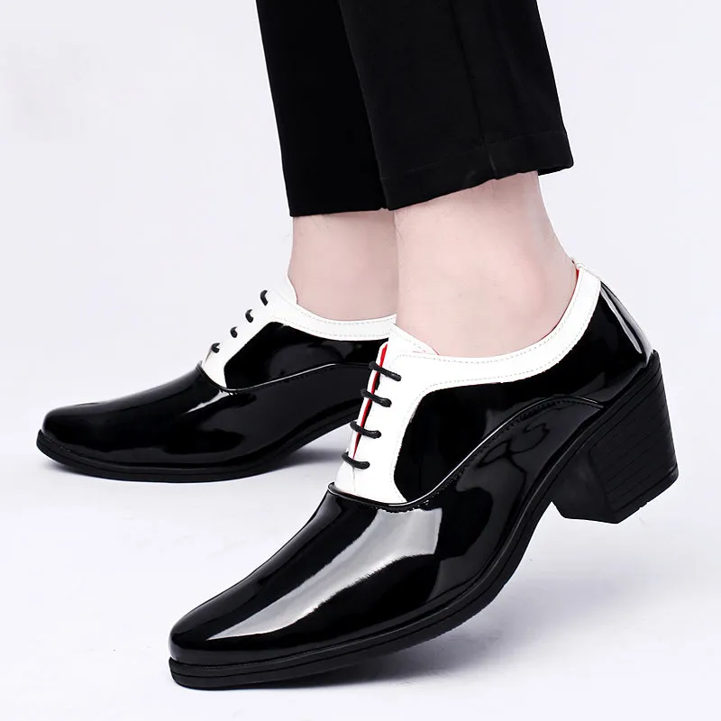 Men's Patent Leather Cuban Heel Oxfords Shoes