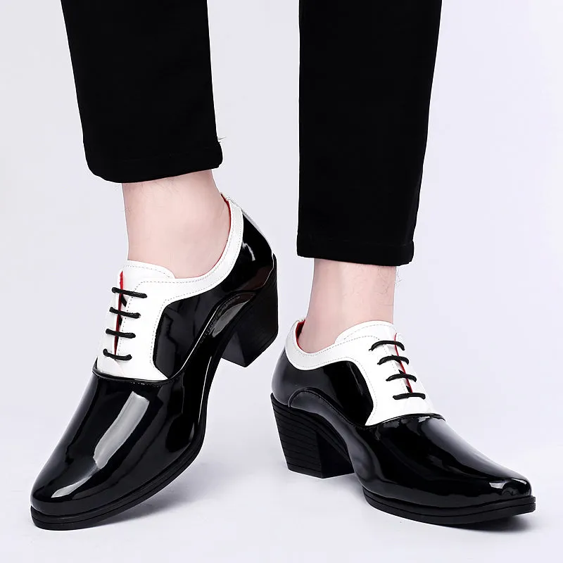 Men's Patent Leather Cuban Heel Oxfords Shoes