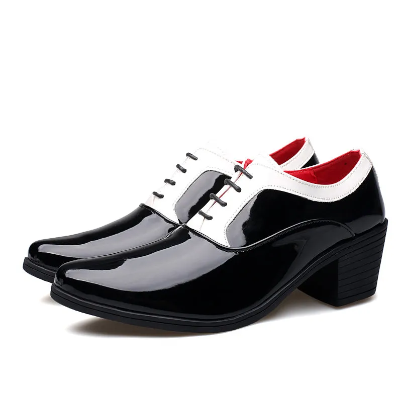 Men's Patent Leather Cuban Heel Oxfords Shoes