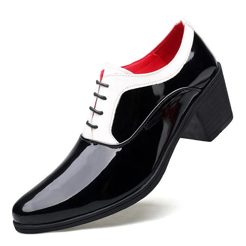 Men's Patent Leather Cuban Heel Oxfords Shoes