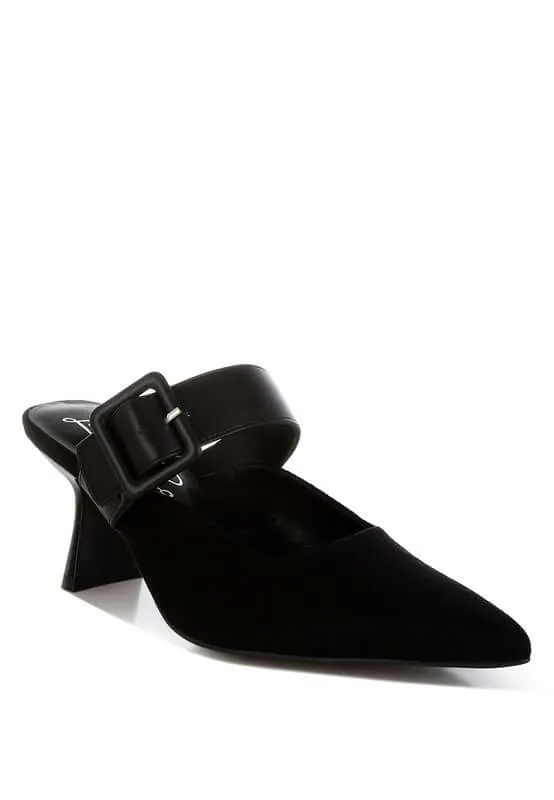 Microfiber Pointy Slip-On Mules