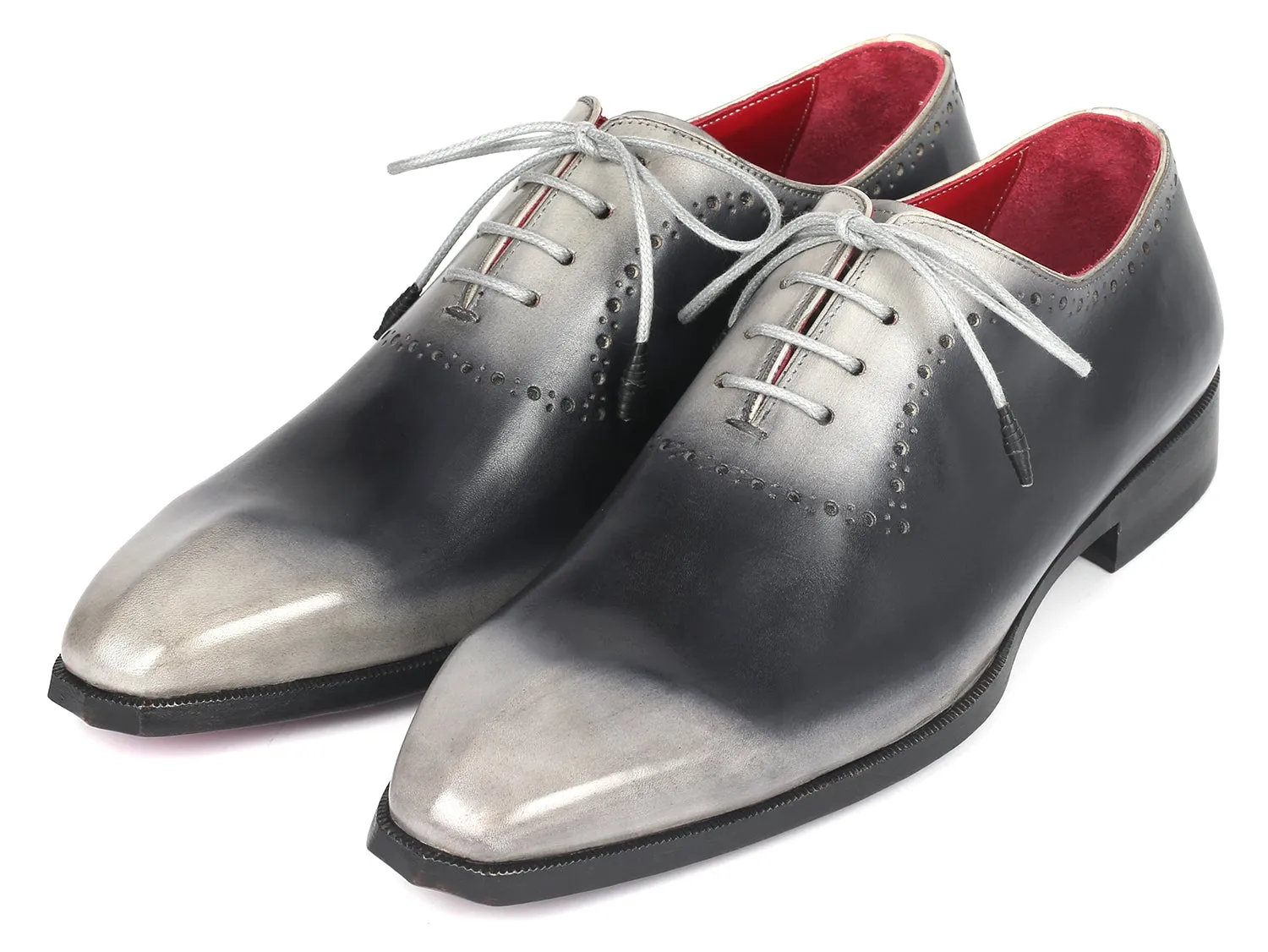 Paul Parkman Men's Gray Hand-Painted Oxfords (ID#AG445GRY)