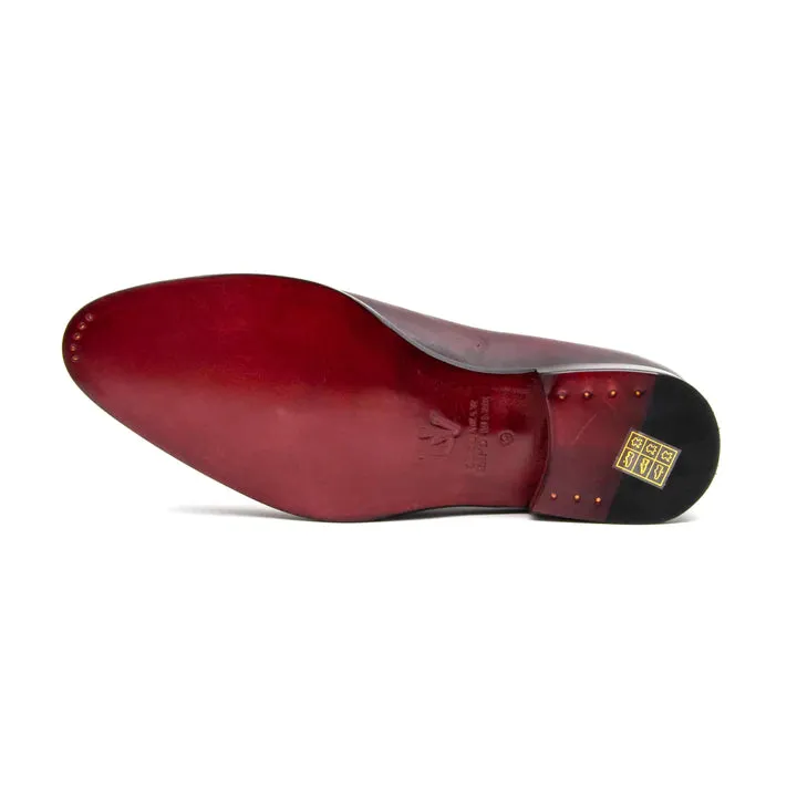 "Derrick" Burnished Calfskin Lace-Up Oxford Burgundy