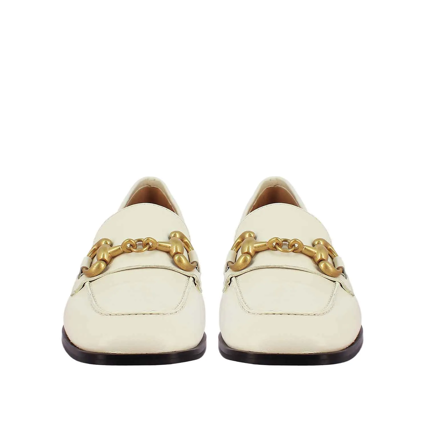 Saint Jenny Off White Leather Moccasins