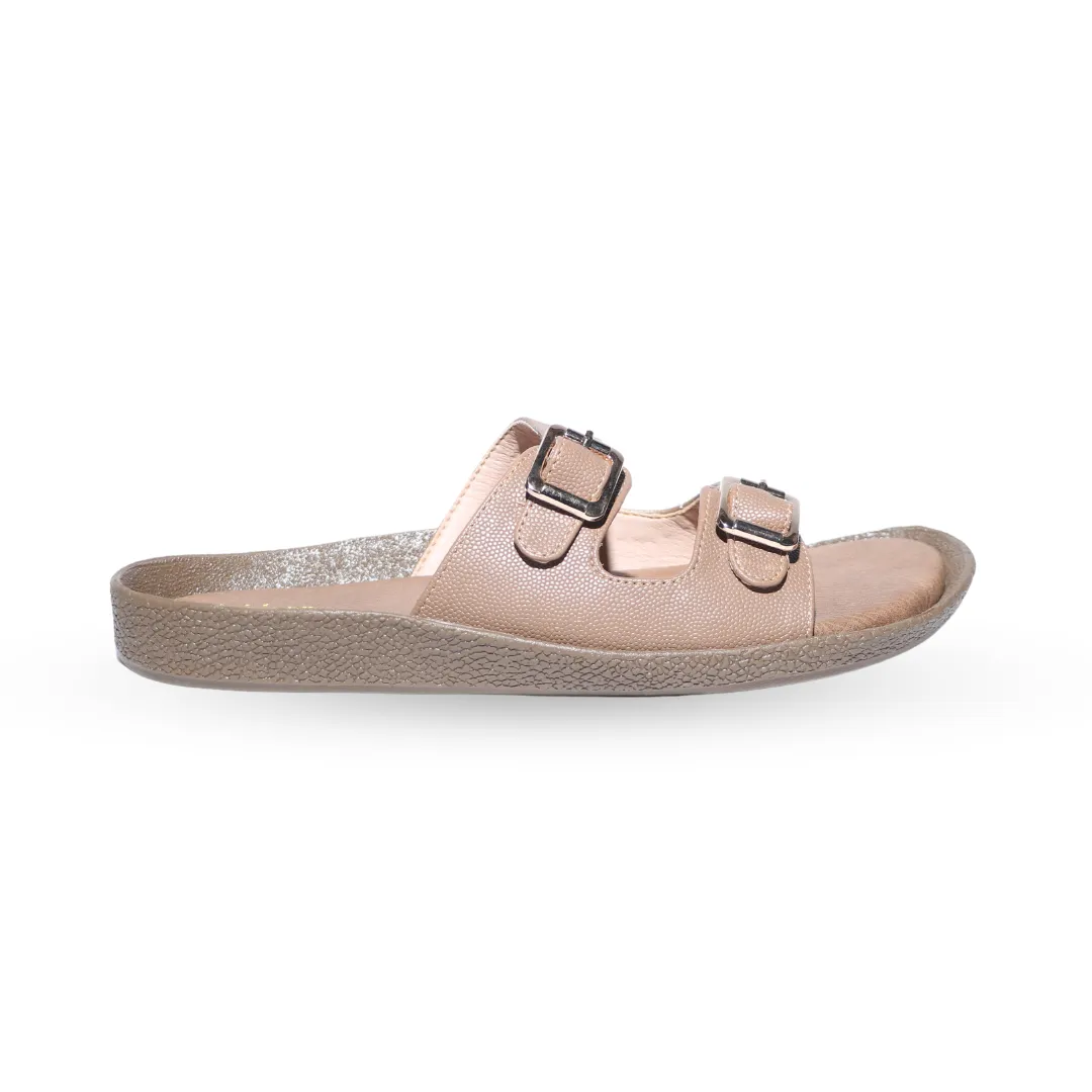 Tan Comfy Buckle Flats