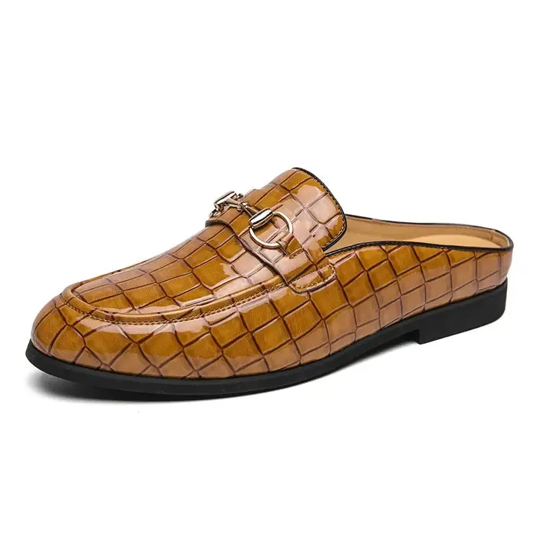 The Tamer 2 -  Leather Men’s Mules/ backless loafers with an alligator print