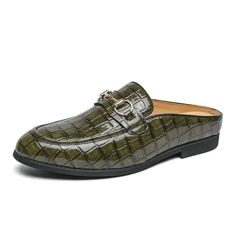 The Tamer 2 -  Leather Men’s Mules/ backless loafers with an alligator print