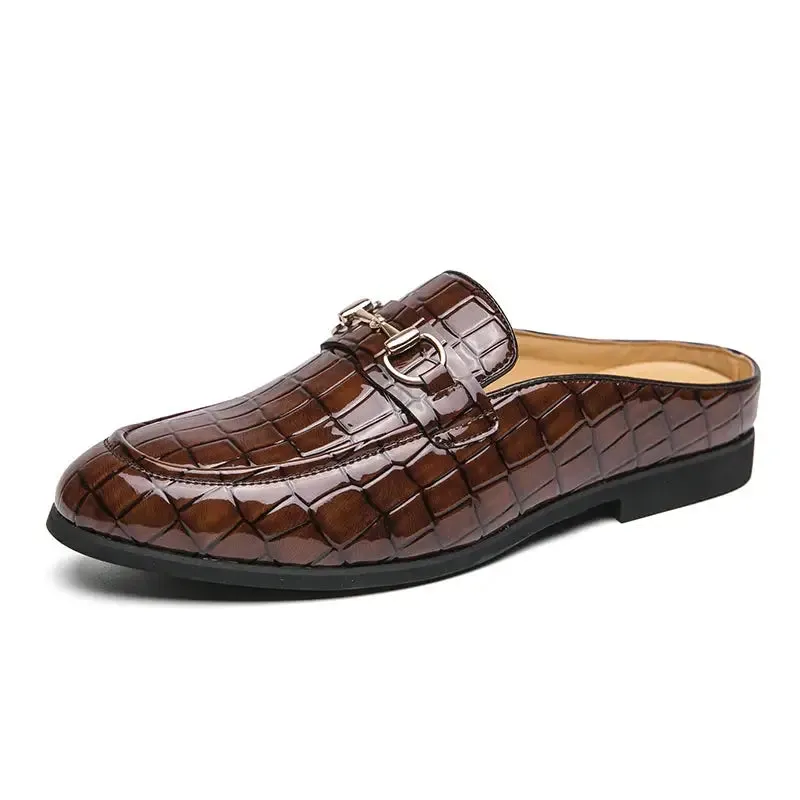 The Tamer 2 -  Leather Men’s Mules/ backless loafers with an alligator print