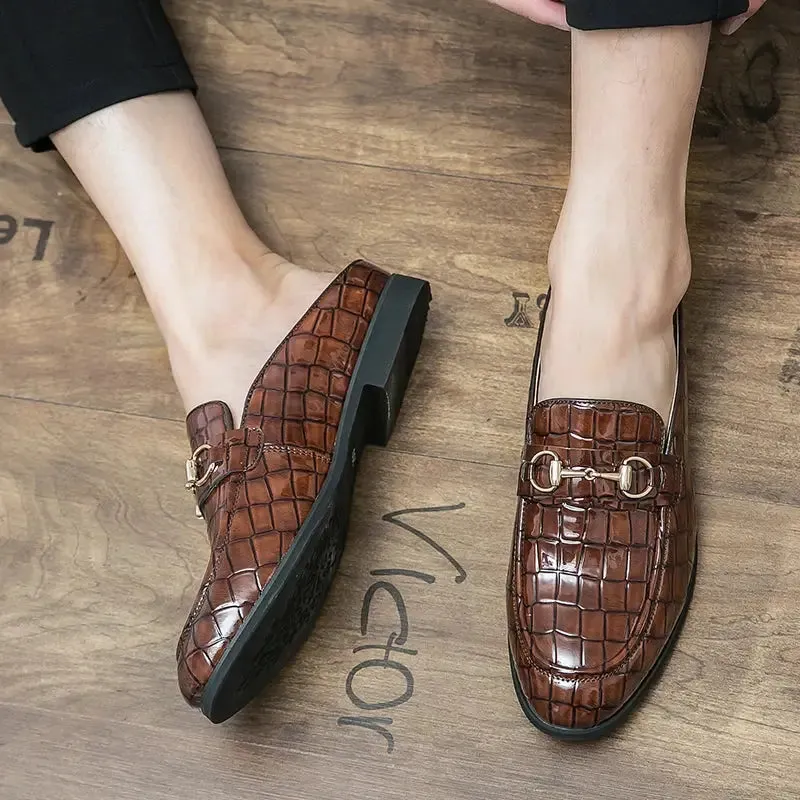 The Tamer 2 -  Leather Men’s Mules/ backless loafers with an alligator print