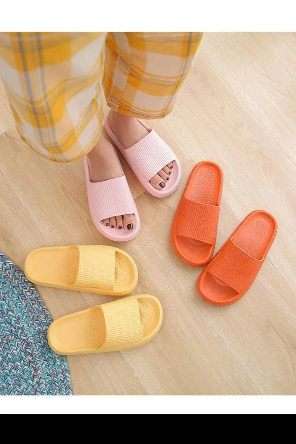 Thick Platform Comfy Orange Rubber Slide Sandals