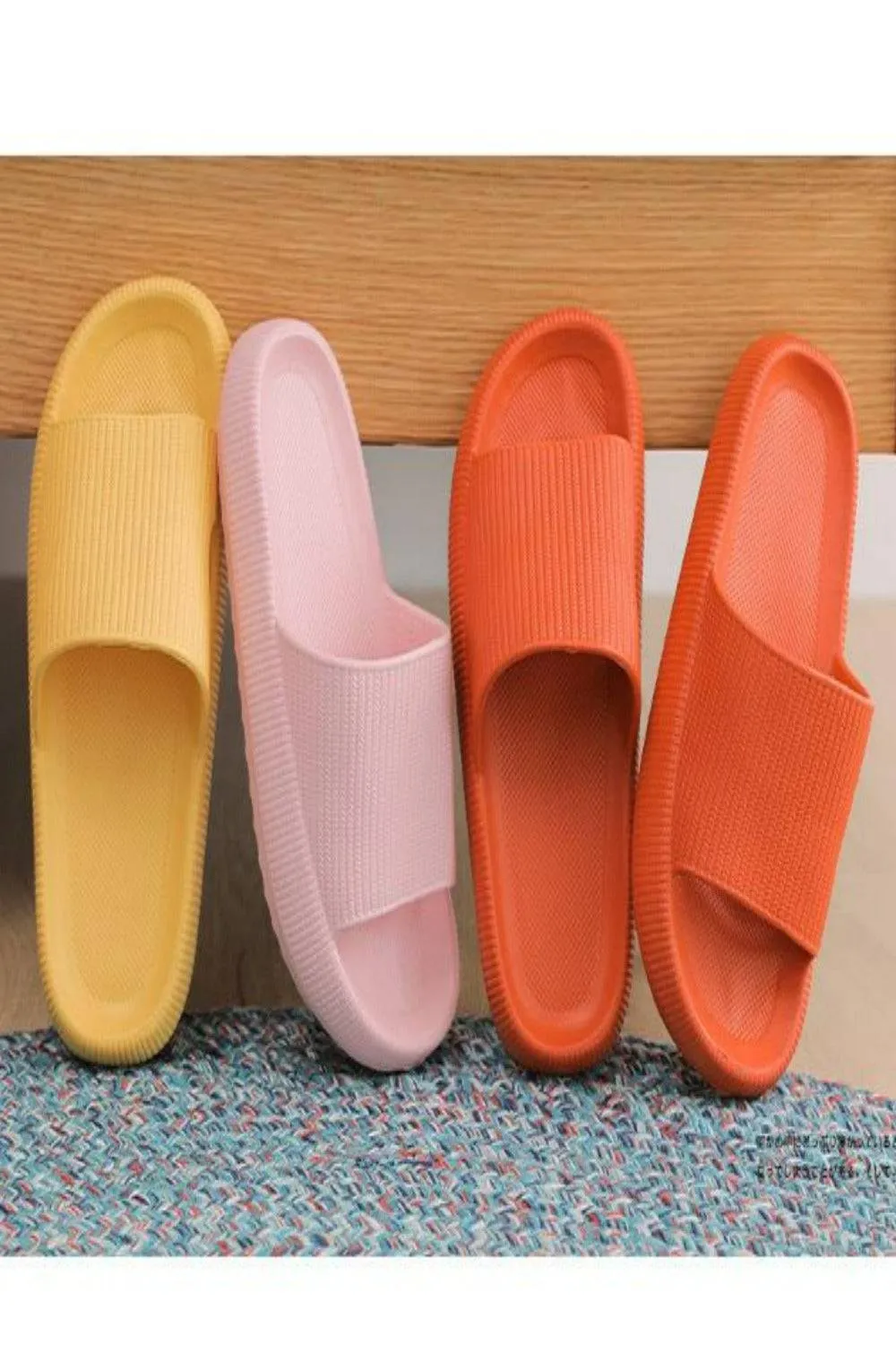 Thick Platform Comfy Orange Rubber Slide Sandals