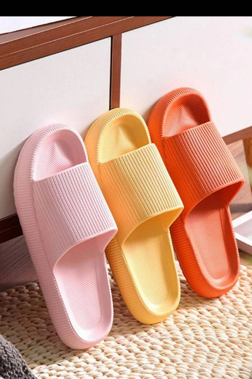 Thick Platform Comfy Orange Rubber Slide Sandals