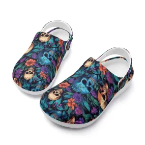 Treadz Nursing Slide On Clogs - Skull Garden